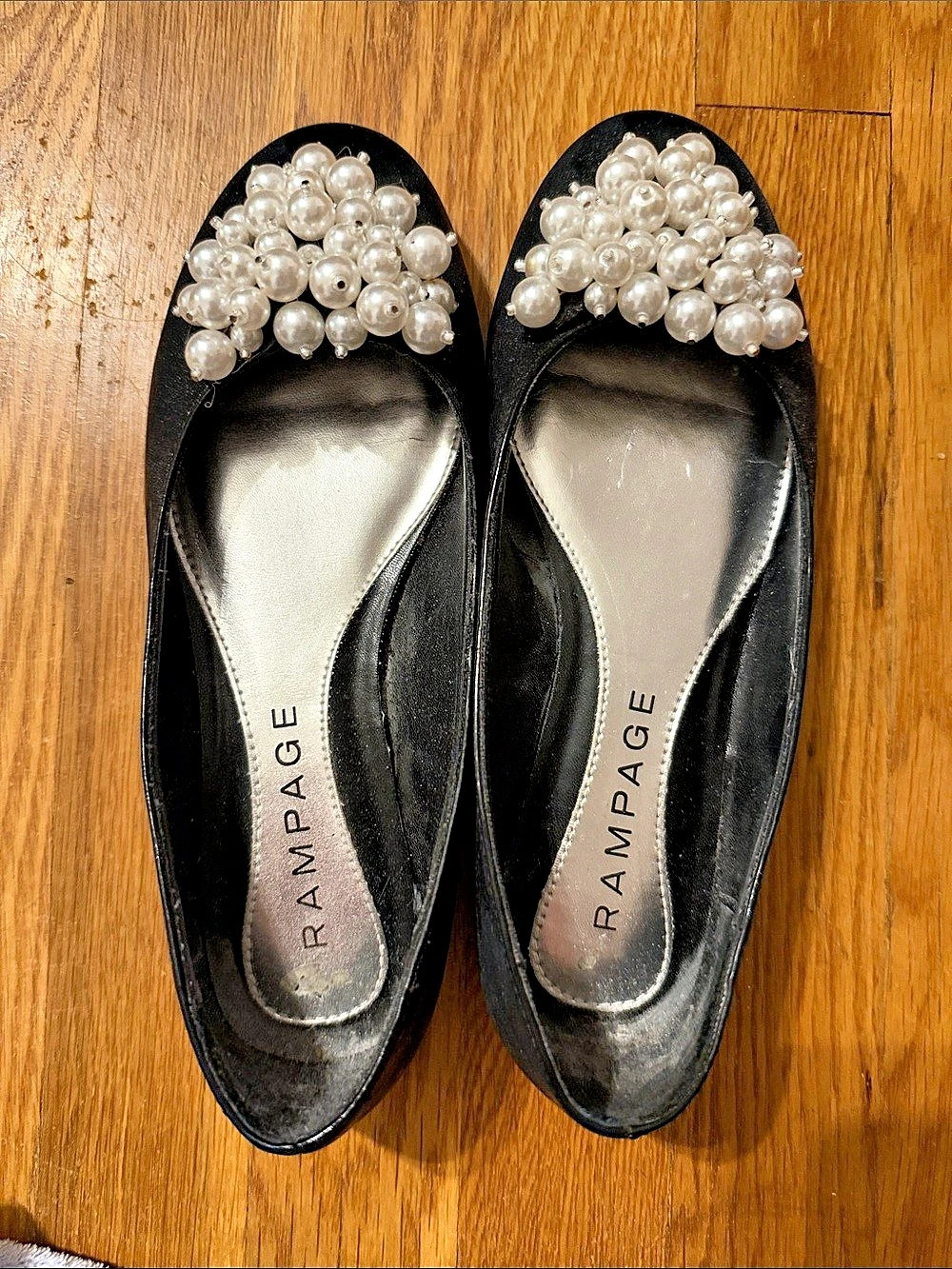 Rampage Pearl Embellished Black Flats
